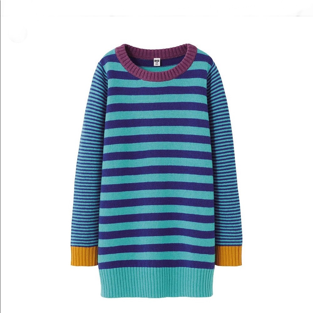 NWT Uniqlo Girls Striped Sweater Tunic, Large